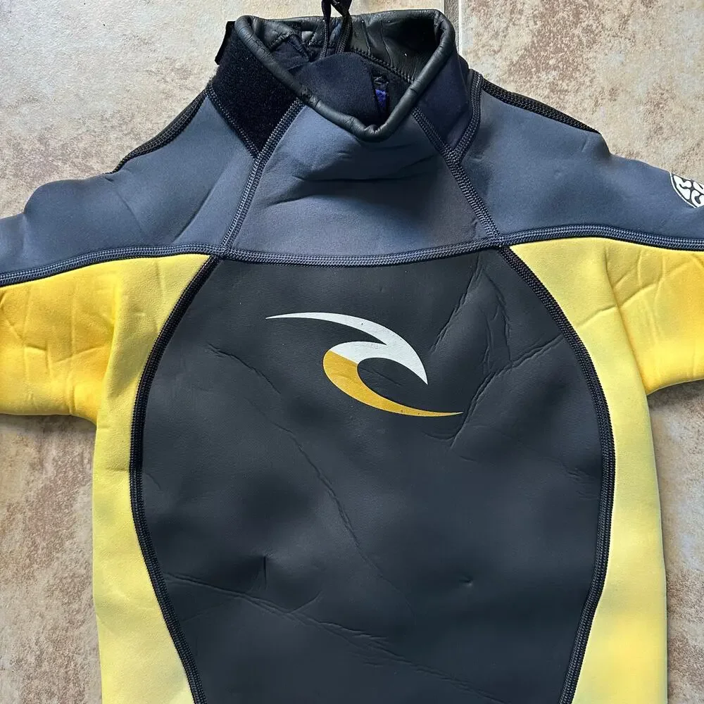 Rip Curl Spring Wetsuit Bodysuit Youth Size 16 Swim‎ Surf Dive Black Yellow